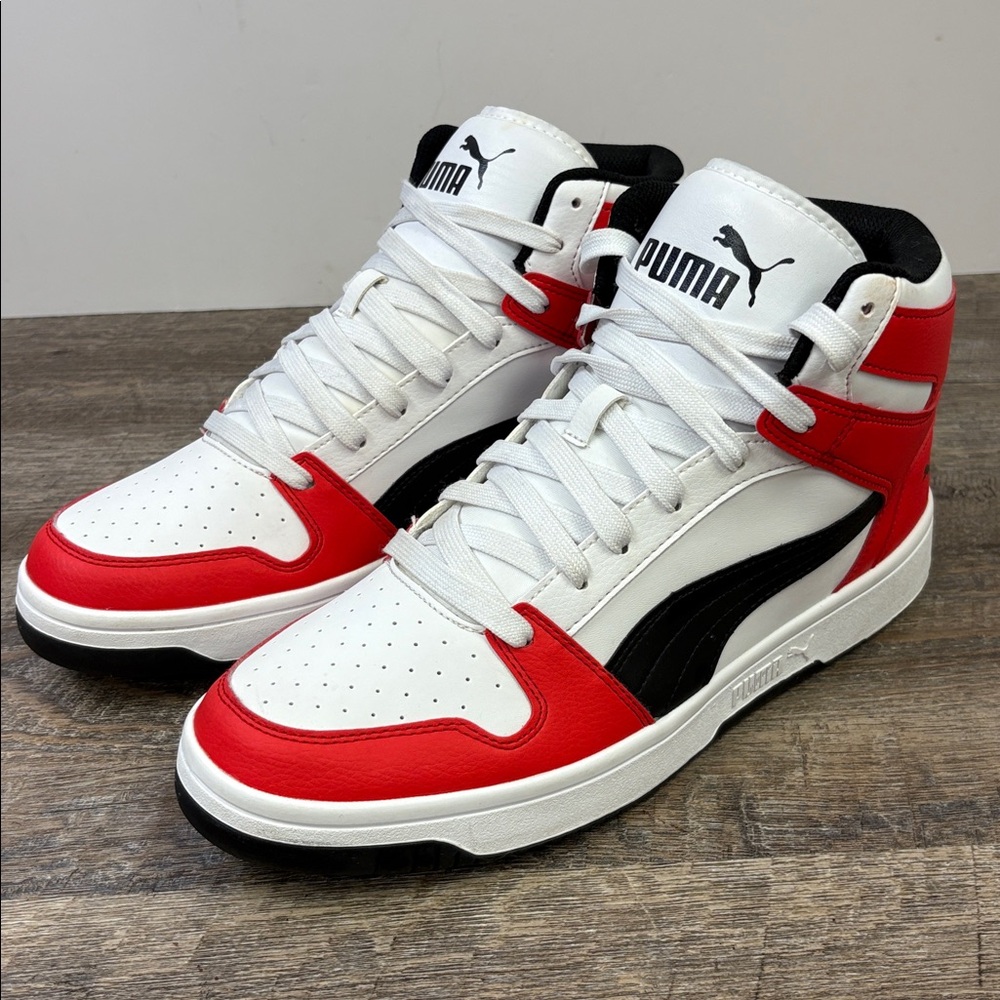 PUMA Rebound LayUp Mid Sneakers White Red Black Men’s Size 11 (369573-14)